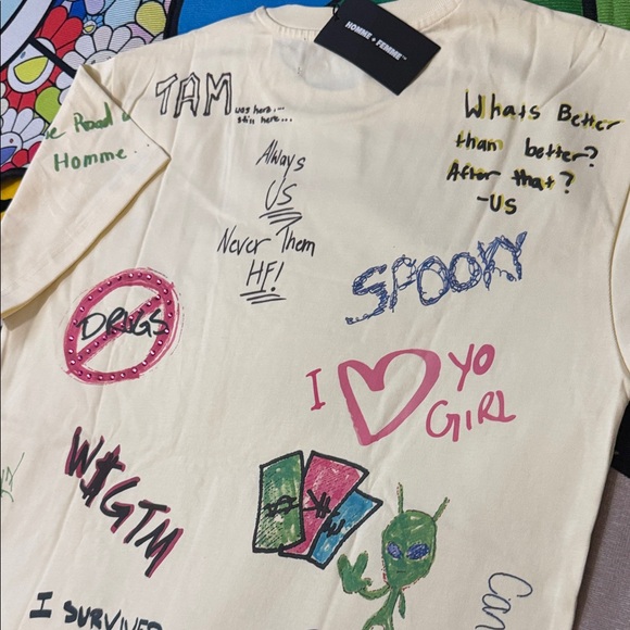 Homme + Femme "Rest Stop" Off White Tee ( Oversized ) Fits Large - Picture 13 of 16